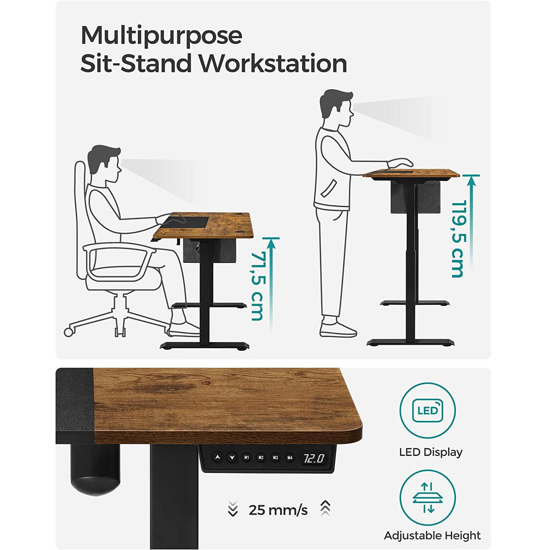 SONGMICS Electric Standing Desk 60 x 140 x (72-120) cm