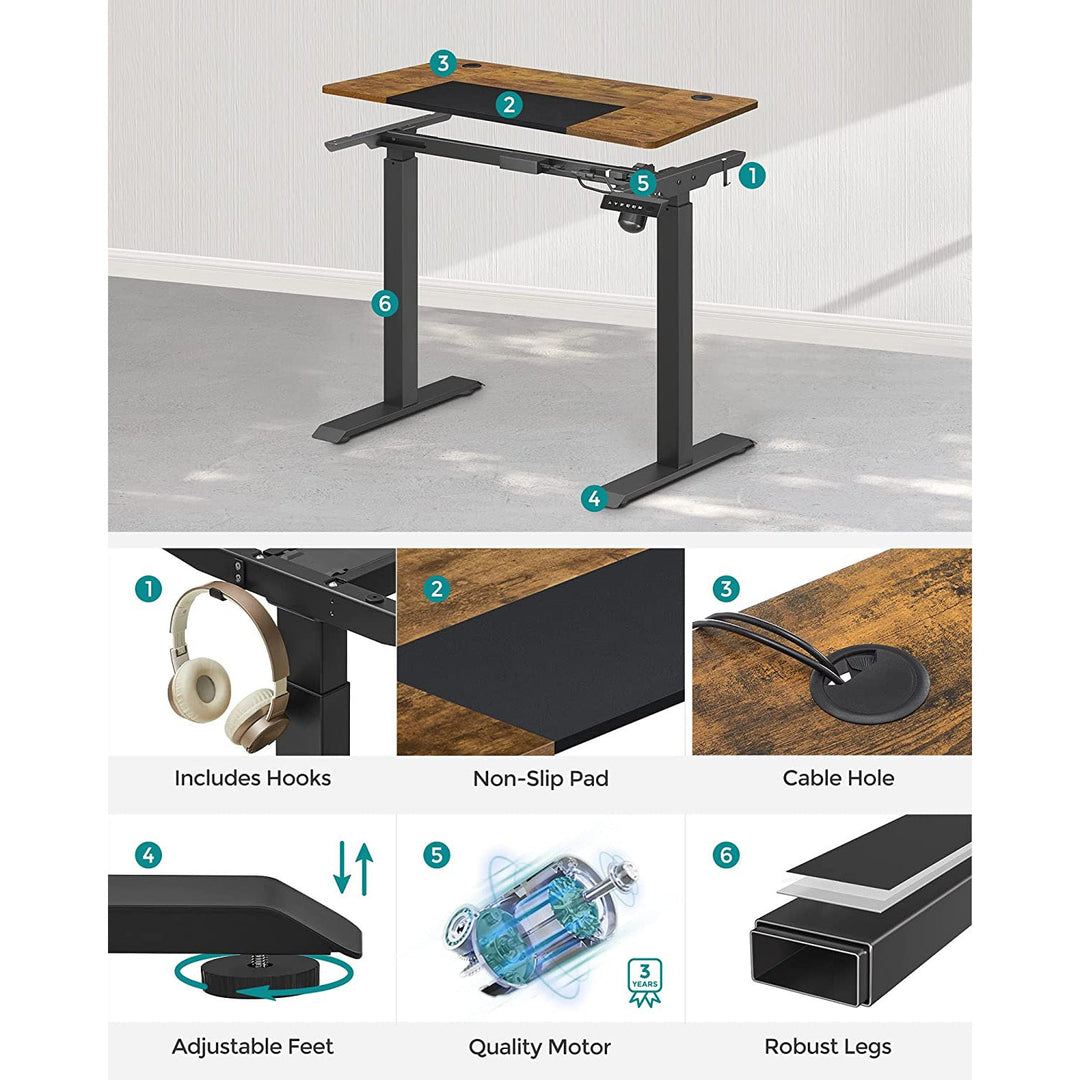 SONGMICS Electric Standing Desk 60 x 140 x (72-120) cm