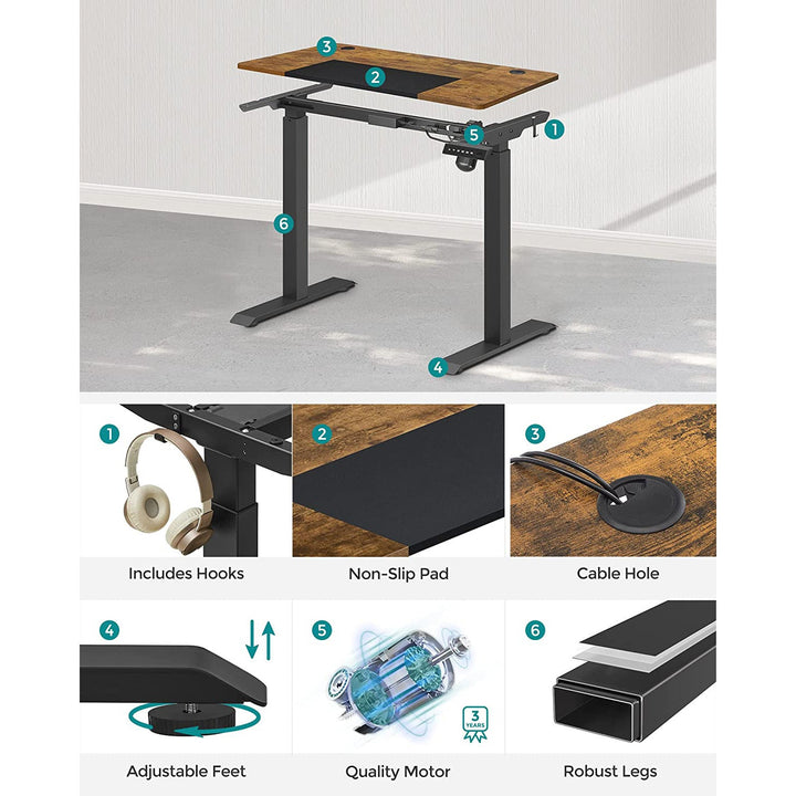 SONGMICS Electric Standing Desk 60 x 140 x (72-120) cm