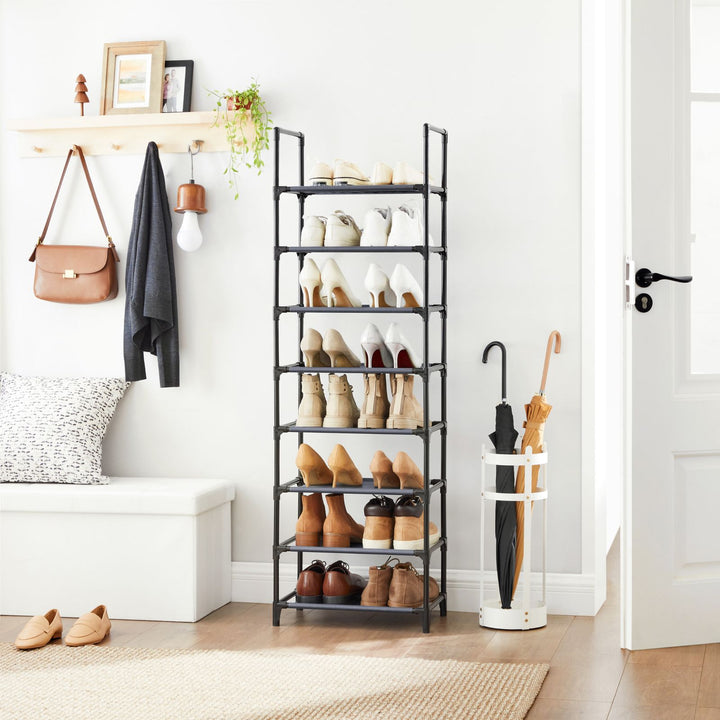 Grey Shoe Organiser Rack with 8 Shelves