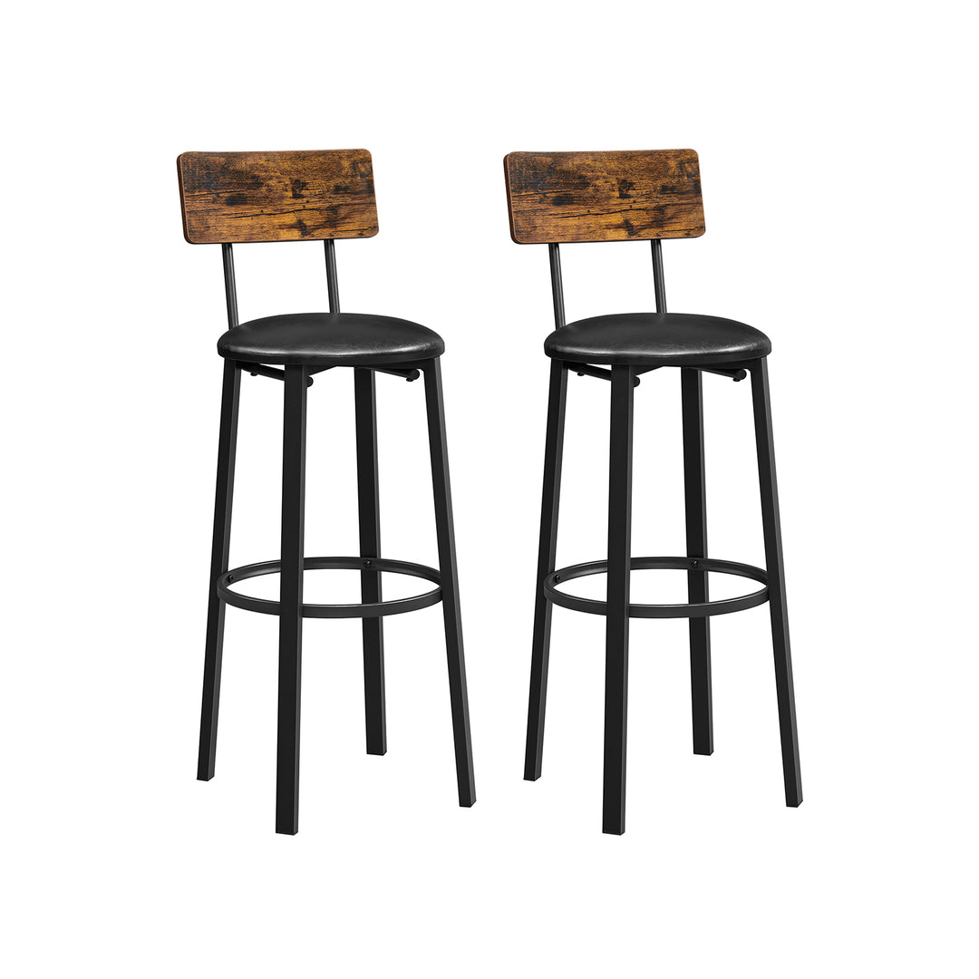 Set of 2 PU Upholstered Bar Stools