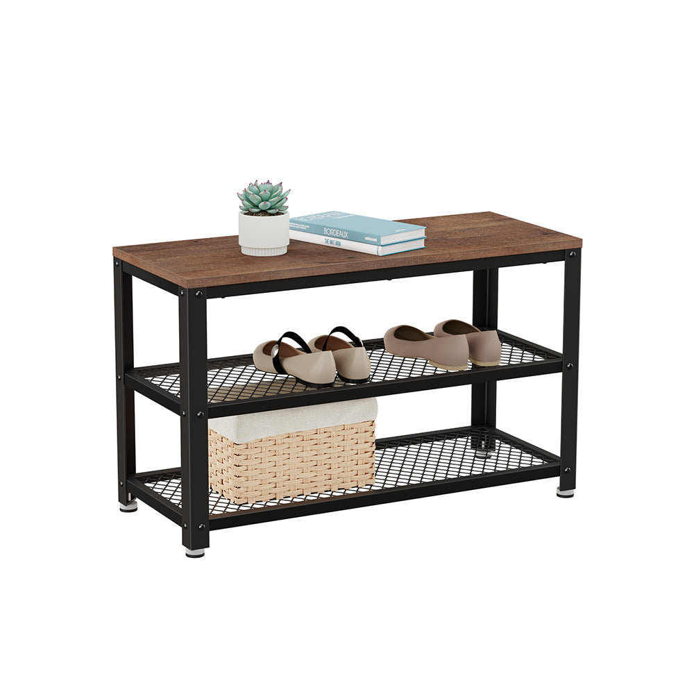 3-Tier Shoe Bench with Seat and Shelf