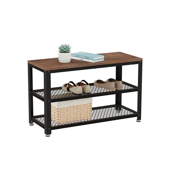 3-Tier Shoe Bench with Seat and Shelf