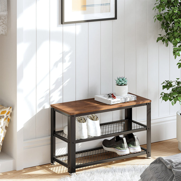 3-Tier Shoe Bench with Seat and Shelf