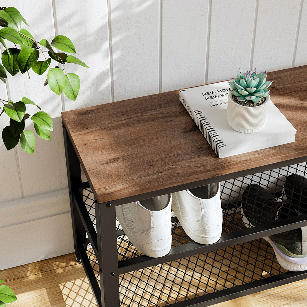 3-Tier Shoe Bench with Seat and Shelf