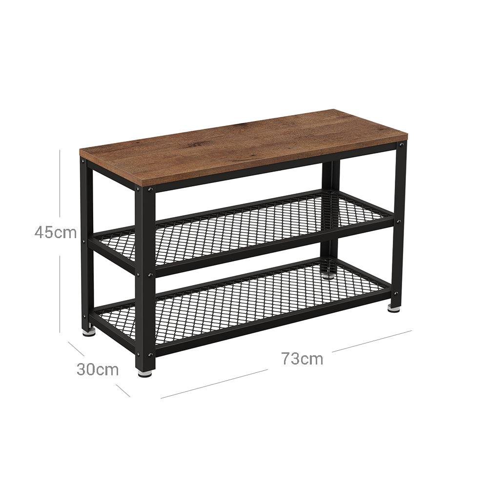 3-Tier Shoe Bench with Seat and Shelf
