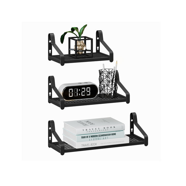 Set of 3 Wall-Mounted Metal Display Shelves