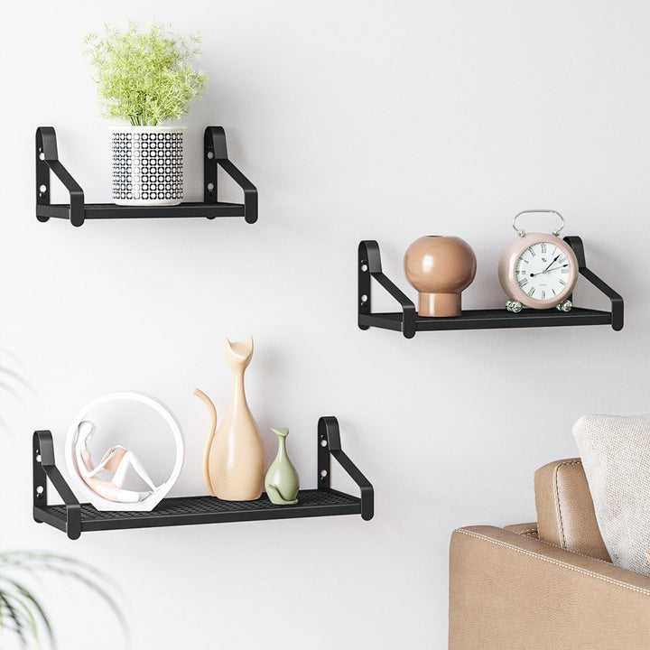 Set of 3 Wall-Mounted Metal Display Shelves