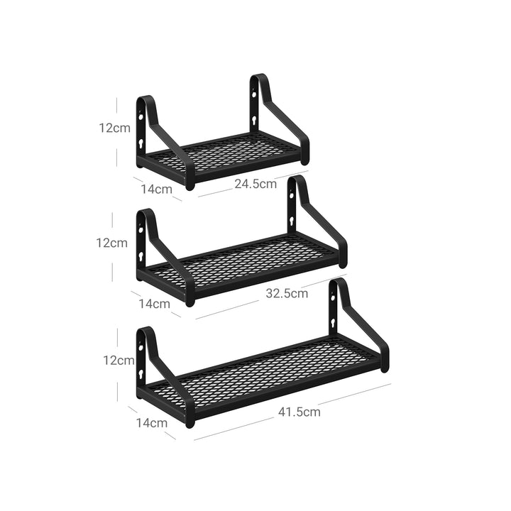 Set of 3 Wall-Mounted Metal Display Shelves