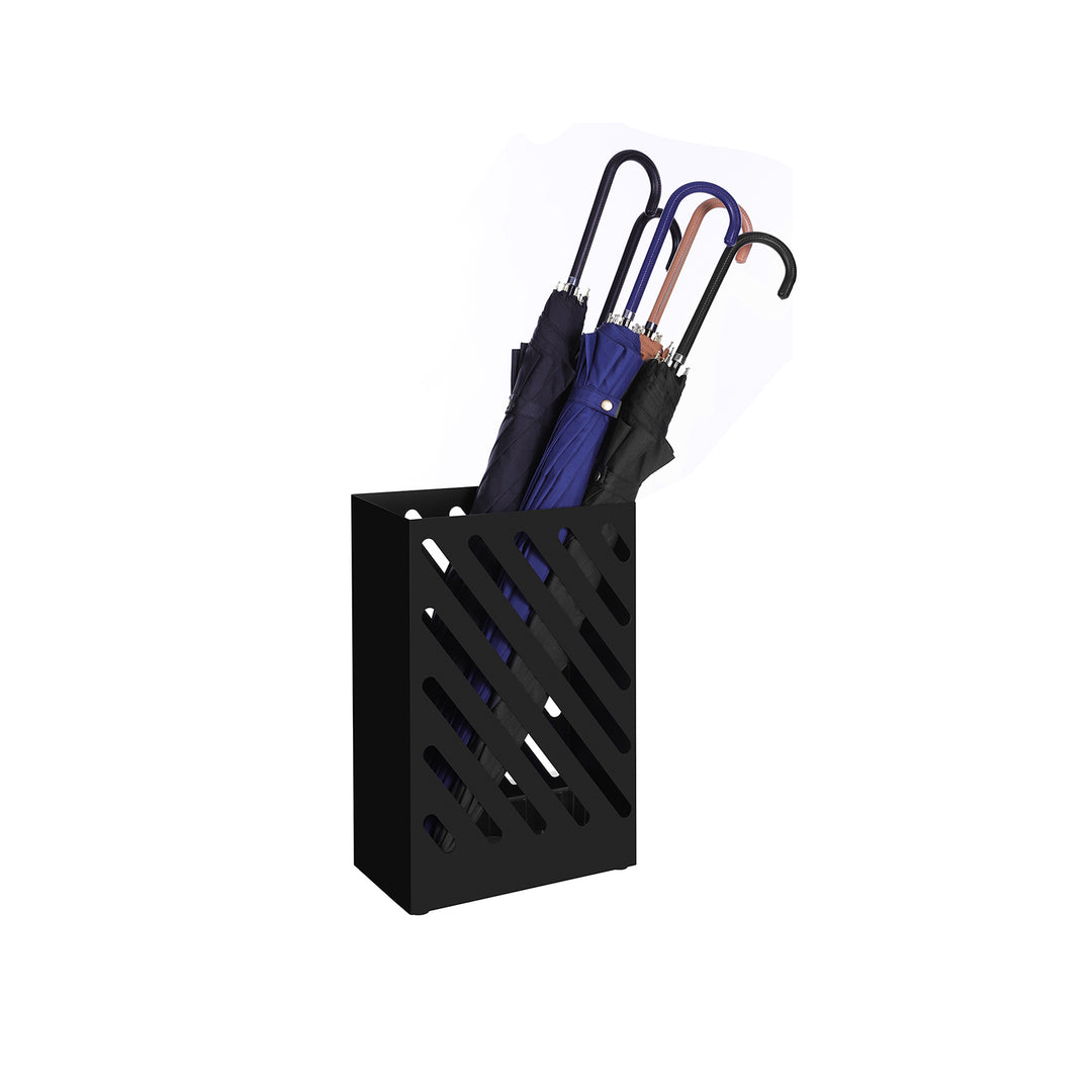 Black Steel Umbrella Holder with Hooks