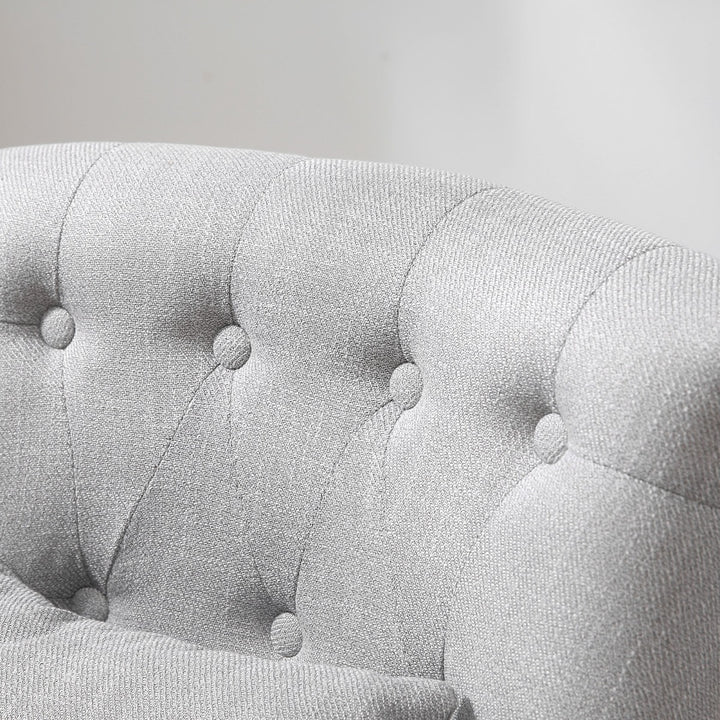 Solid Rubber Wood Tufted Single Sofa Chair w/ Pillow Grey