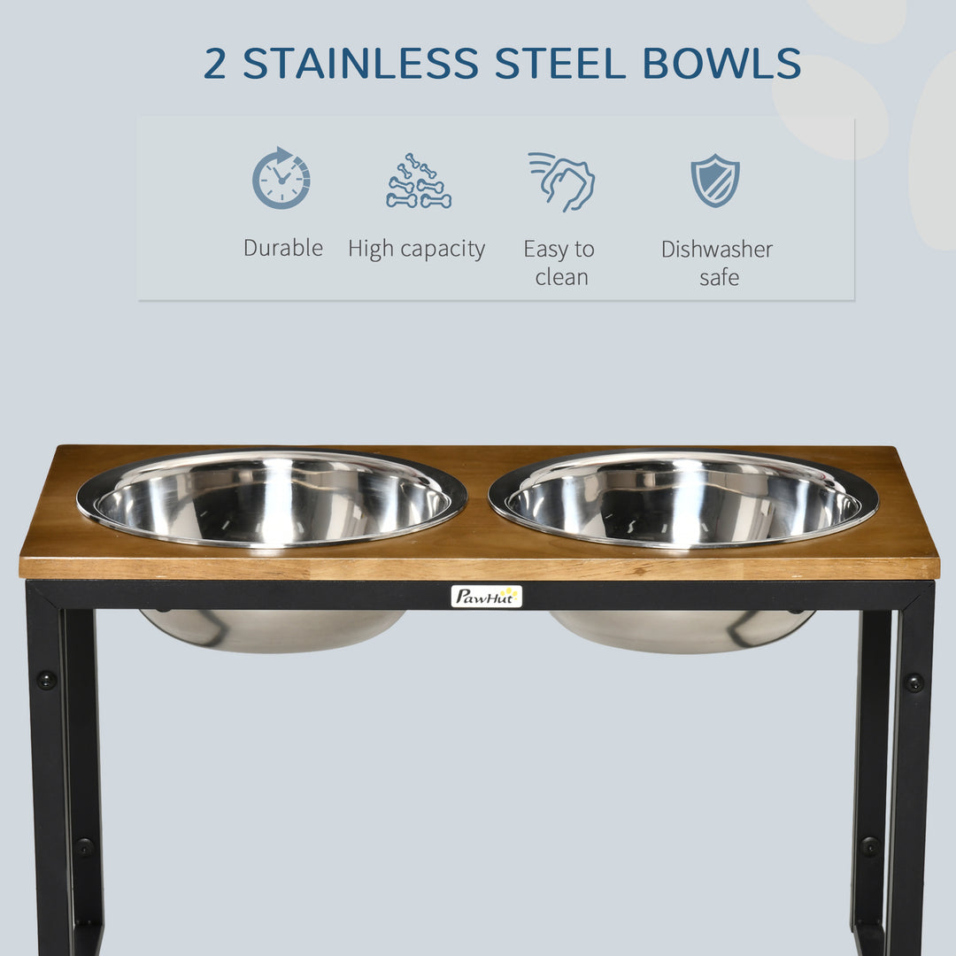 Raised Dog Bowls with Stand, Pet Feeder for Large Medium Dogs, Dog Bowl Stand, Oak