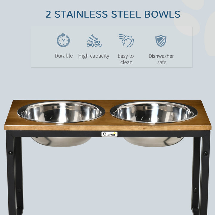 Raised Dog Bowls with Stand, Pet Feeder for Large Medium Dogs, Dog Bowl Stand, Oak