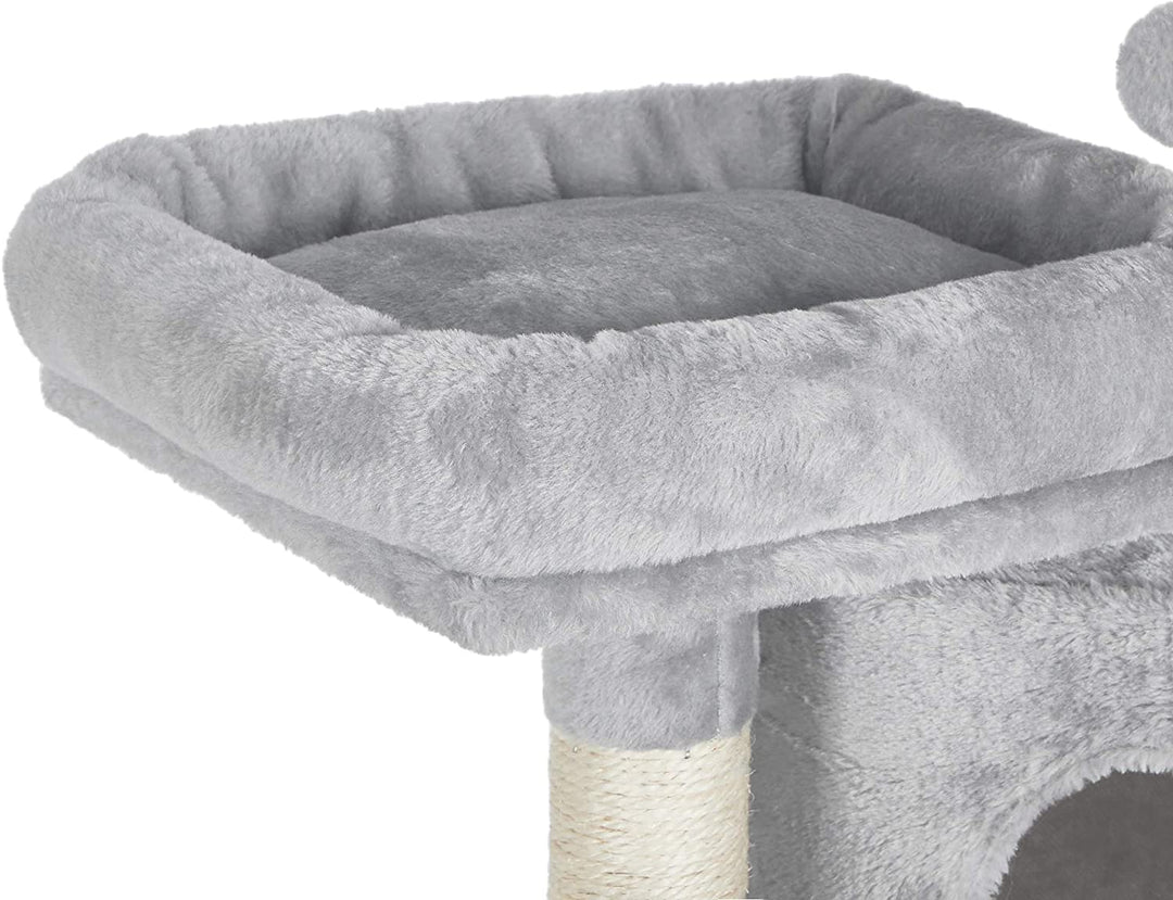 Grey Cat Tower with Scratching Ramp