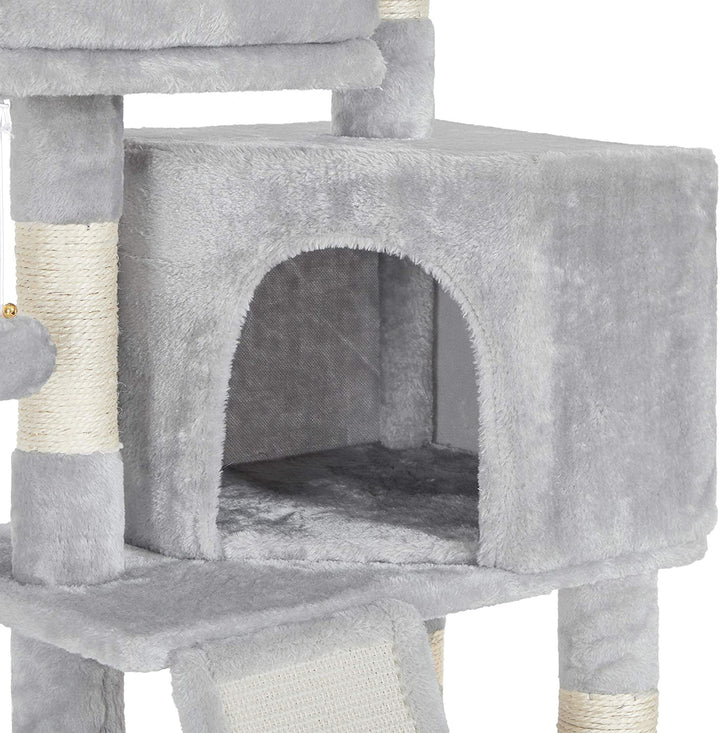 Grey Cat Tower with Scratching Ramp
