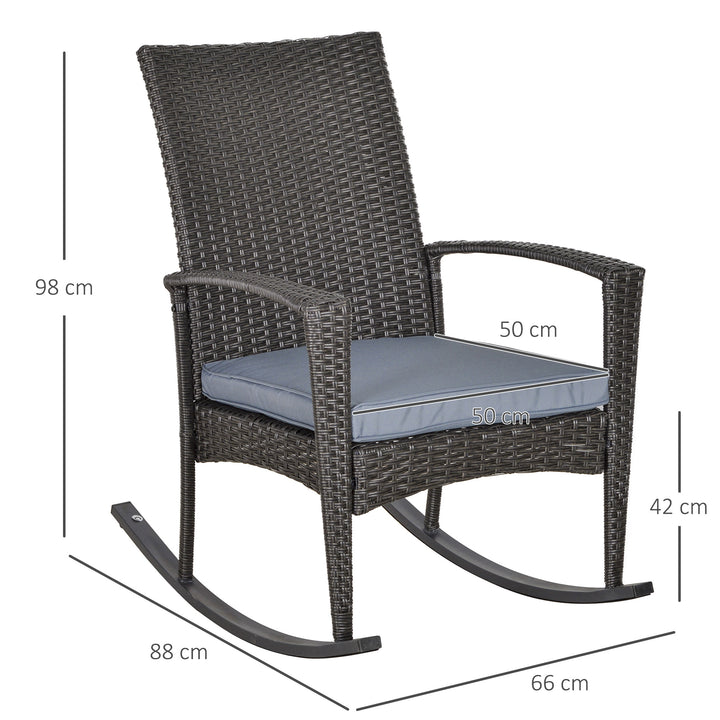 PE Rattan Outdoor Garden Rocking Chair w/ Cushion Grey