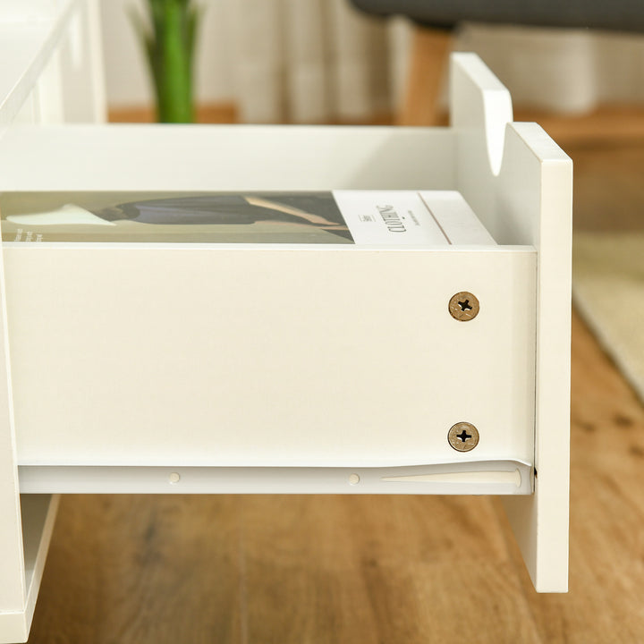 HOMCOM TV Stand with Shelf &amp; Drawers Storage Cabinet Media Entertainment Center Modern White