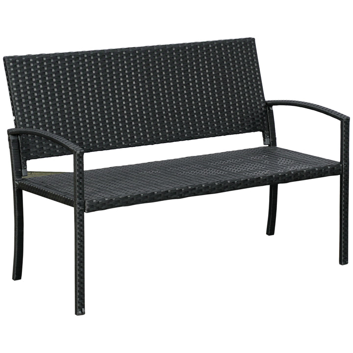 Rattan Chair 2-Seater Loveseat-Black