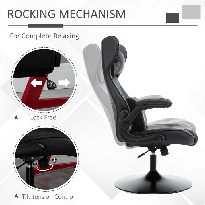 Vinsetto Video Game Chair with Lumbar Support, Racing Style Home Office Chair, Computer Chair with Swivel Base, Flip-up Armrest and Headrest, Black