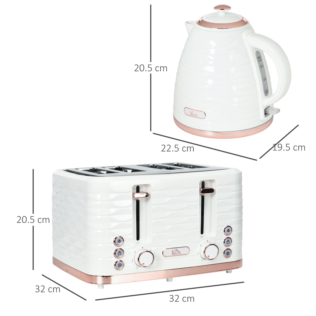 Kettle and Toaster Sets, 3000W 1.7L Rapid Boil Kettle & 4 Slice Toaster with 7 Browning Controls, Defrost, Reheat and Crumb Tray, Otter thermostat, Cream White