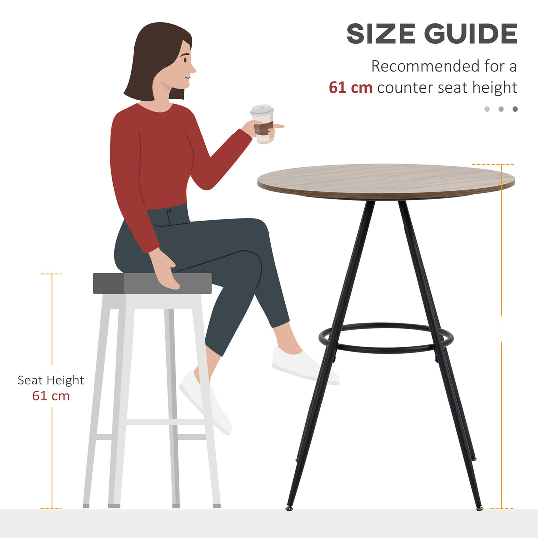 Round Counter Bistro Bar Table with Fixed Tabletop and Steel Legs, Circular Cocktail Table for Dining Room, Home Bar