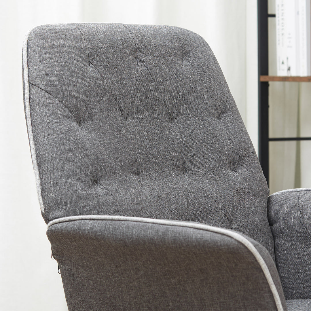 Linen Office Swivel Chair Mid Back Computer Desk Chair with Adjustable Seat, Arm - Grey