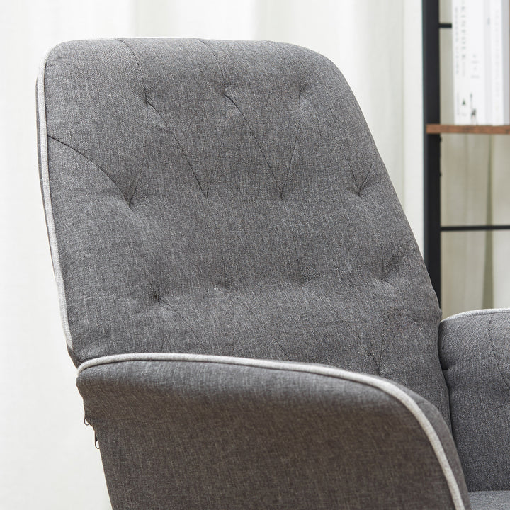 Linen Office Swivel Chair Mid Back Computer Desk Chair with Adjustable Seat, Arm - Grey