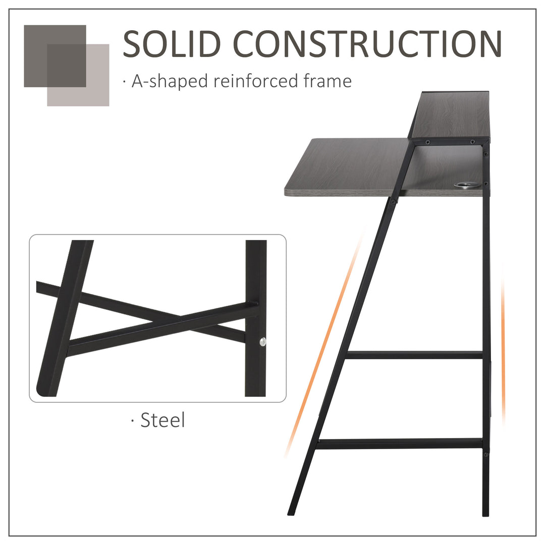 Writing Desk Computer Table Home Office PC Laptop Workstation Storage Shelf Color Black Grey Grain Color