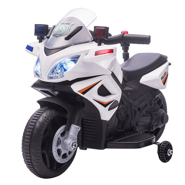 Kids 6V Electric Ride On Motorcycle Police Car Toy for 18 - 36 months White