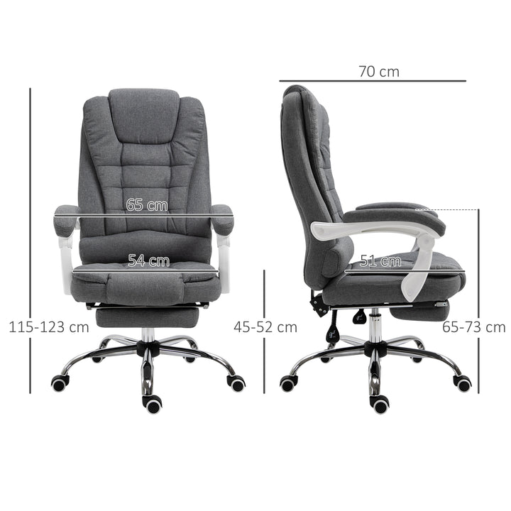 Office Chair with Footrest Computer Swivel Rolling Task Recliner for Home with Retractable Footrest, Arm, Grey