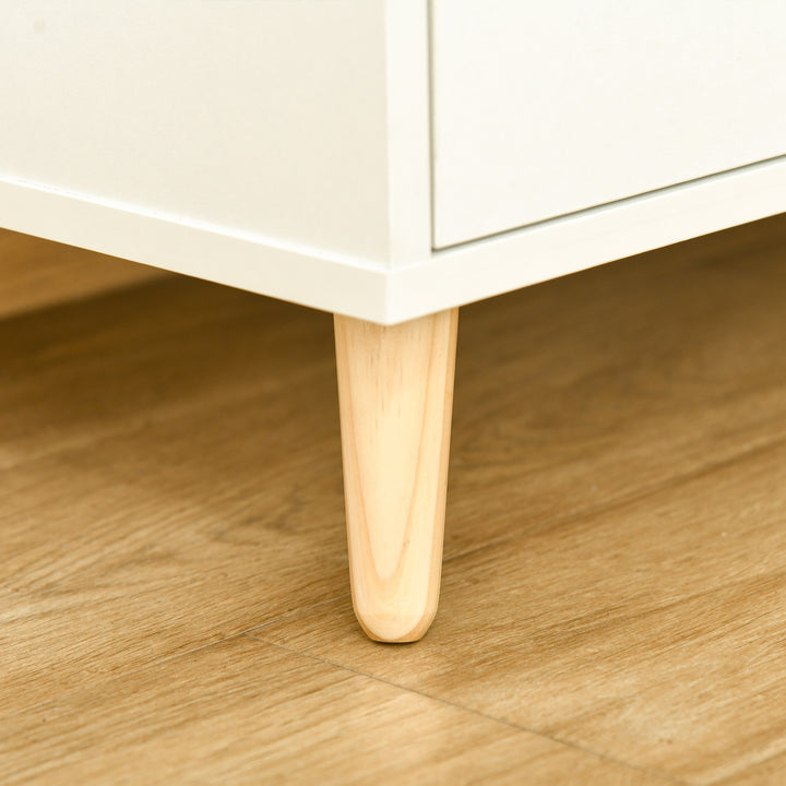 HOMCOM TV Stand with Shelf &amp; Drawers Storage Cabinet Media Entertainment Center Modern White