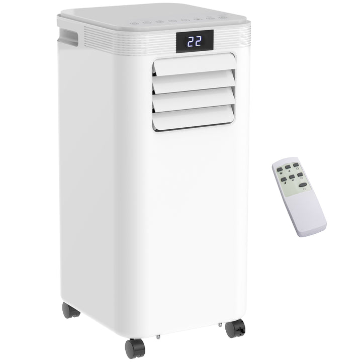 HOMCOM 8000 BTU 4-In-1 Compact Portable Mobile Air Conditioner Unit Cooling Dehumidifying Ventilating w/ Fan Remote LED Display 24 Hr Timer Auto Shut