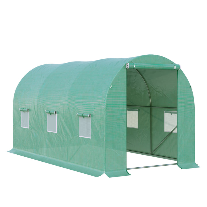 4L x 2W x 2H Polytunnel Greenhouse Garden Flower Vegetable Planter 25mm Diameter Galvanised Steel Frame w/ Zipped Door-Green