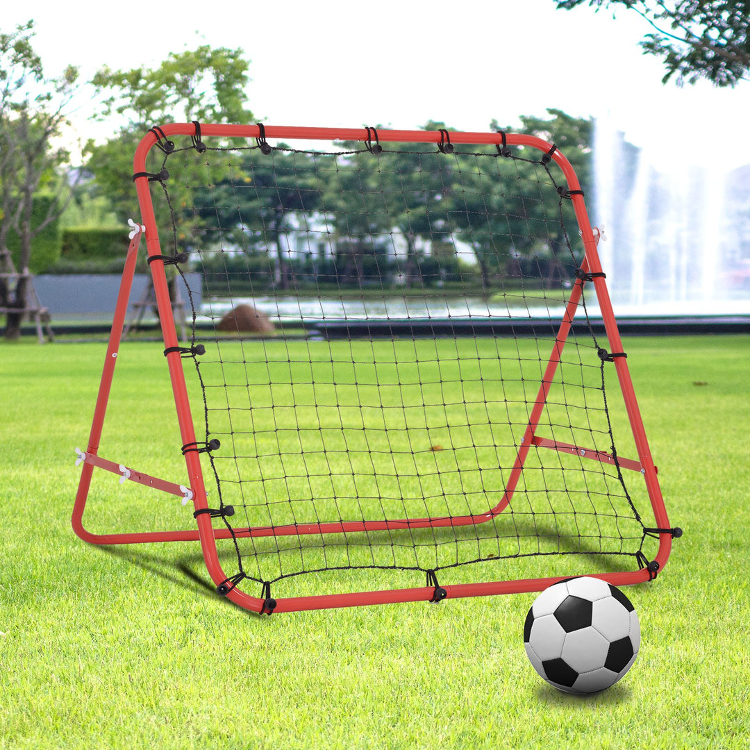 HOMCOM Rebounder Net W/PE Mesh Metal Tube, 96W x 80D x 96Hcm- Red and Black