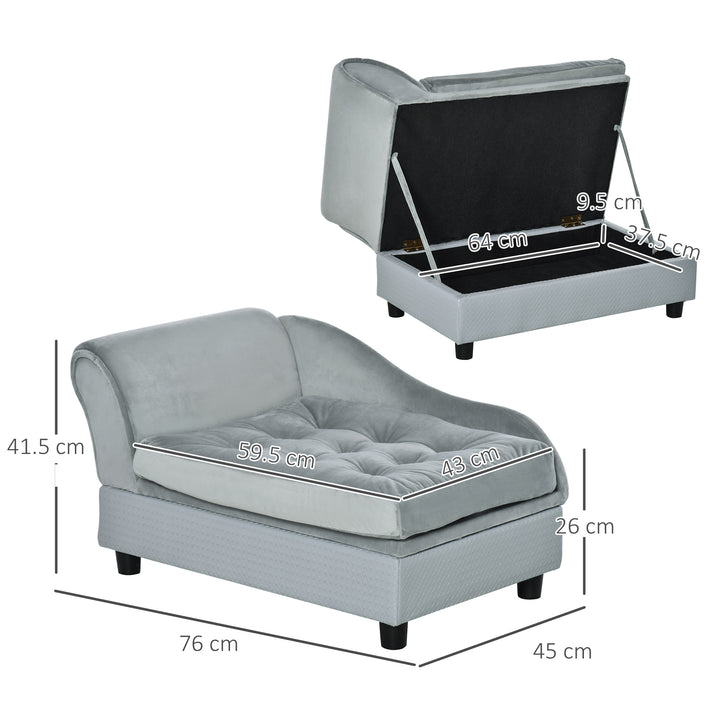 Pet Sofa Chair, with Storage, Cushion, for Small Dogs, Cats - Light Blue