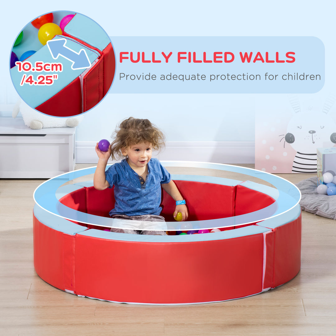 Baby Ball Pit Pool with Removable & Washable Cover, 113 x 26cm Balls Round for Baby with 100 Ocean Balls,  Indoor & Outdoor, Red Light Blue