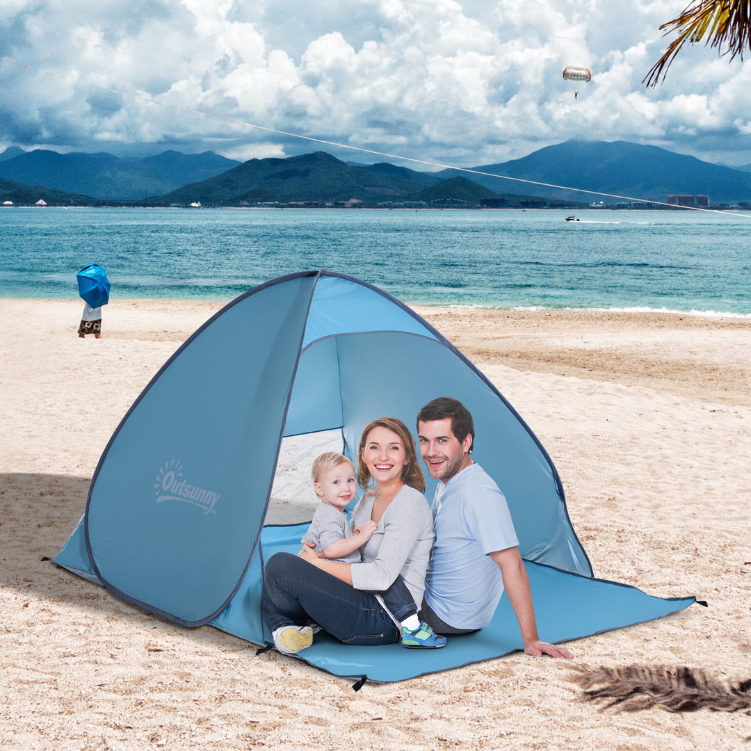 2-3 Person Pop up Beach Tent Hiking UV 30+ Protection Patio Sun Shelter (Blue)