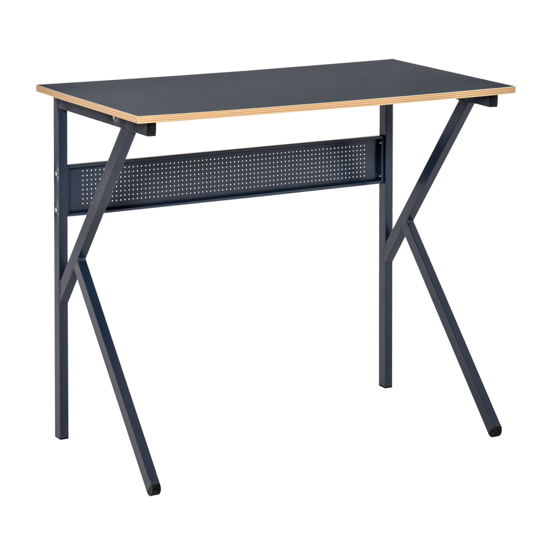 Home Office Computer Desk, Modern Simple Style Writing Table, PC Laptop Workstation with K-Shaped Legs for Bedroom, Living Room, Navy Blue