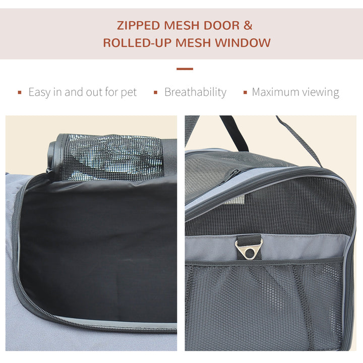Pawhut Pet Carrier Portable Cat Carrier Folding Dog Bag with Mesh Windows, 41 x 34 x 30 cm, Grey
