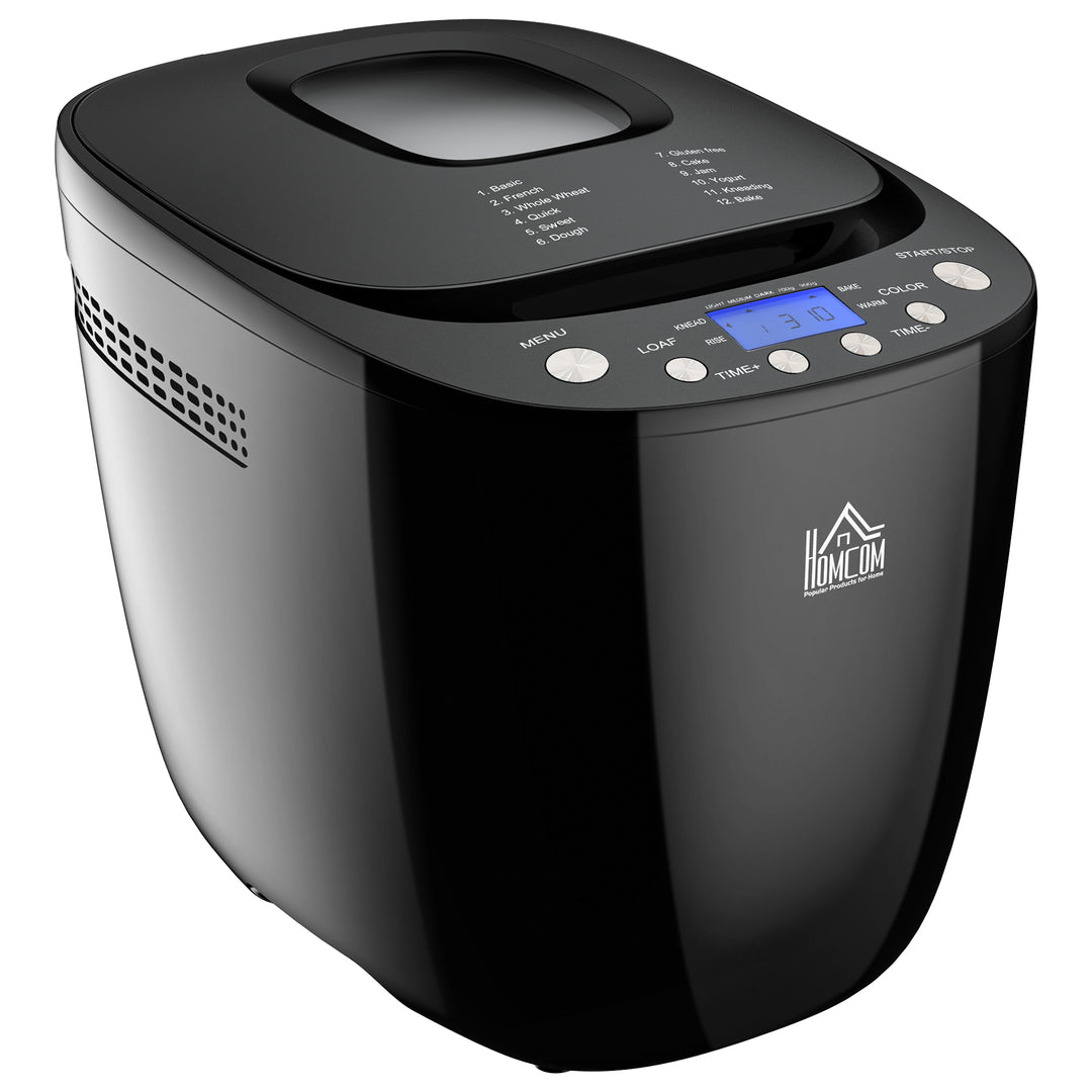 Digital Bread Maker 550W 12-in-1 Programmed Bread Machine with 13-Hour Delay Timer 60 Minutes Keep Warm Function Non-stick Pan 3 Crust Colours