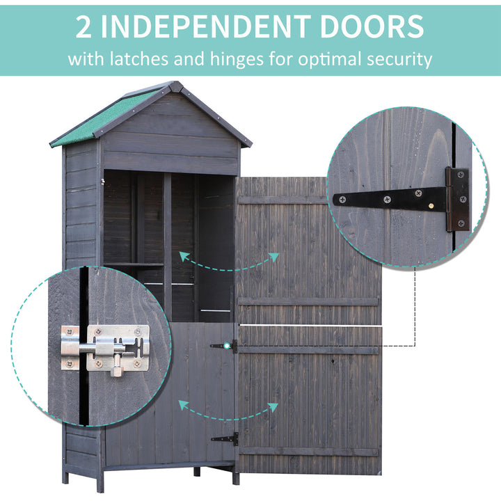 Fir Wood Outdoor Garden Utility Shed Grey