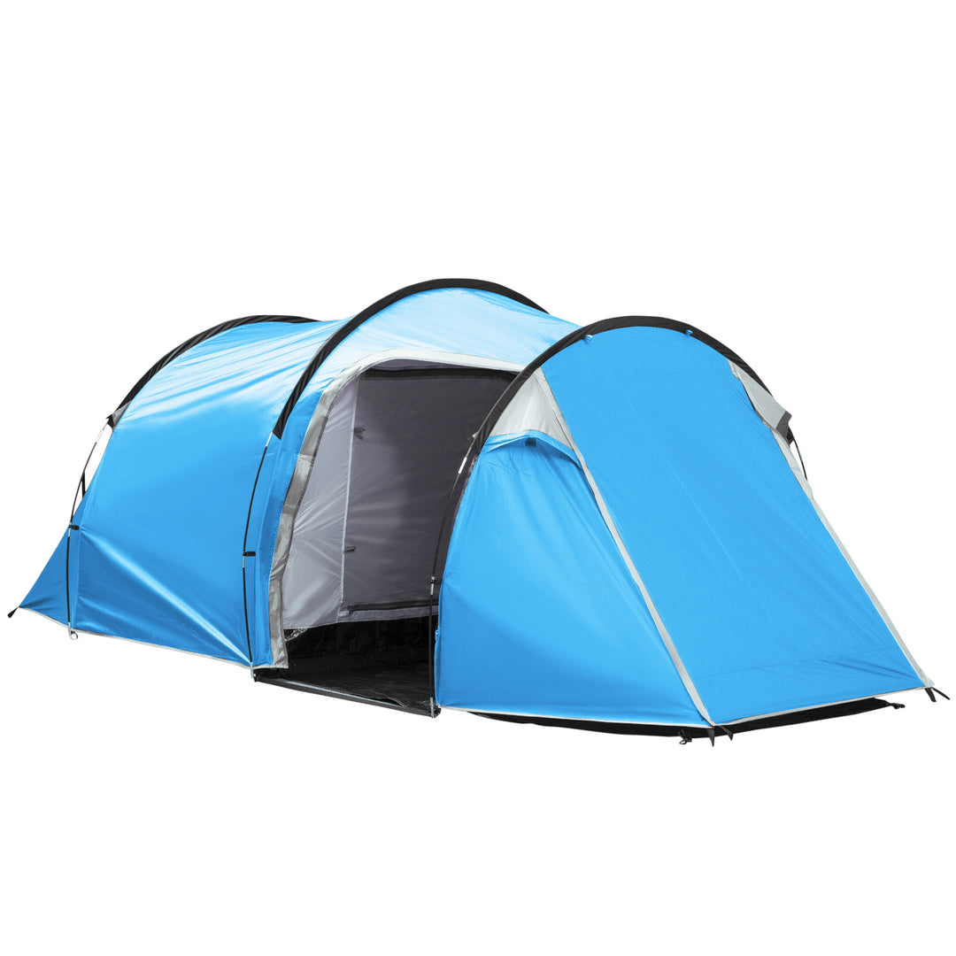 2-3 Man Tunnel Tents w/ Vestibule Camping Tent Porch Air Vents Rainfly Weather-Resistant Shelter Fishing Hiking Festival Shelter Blue