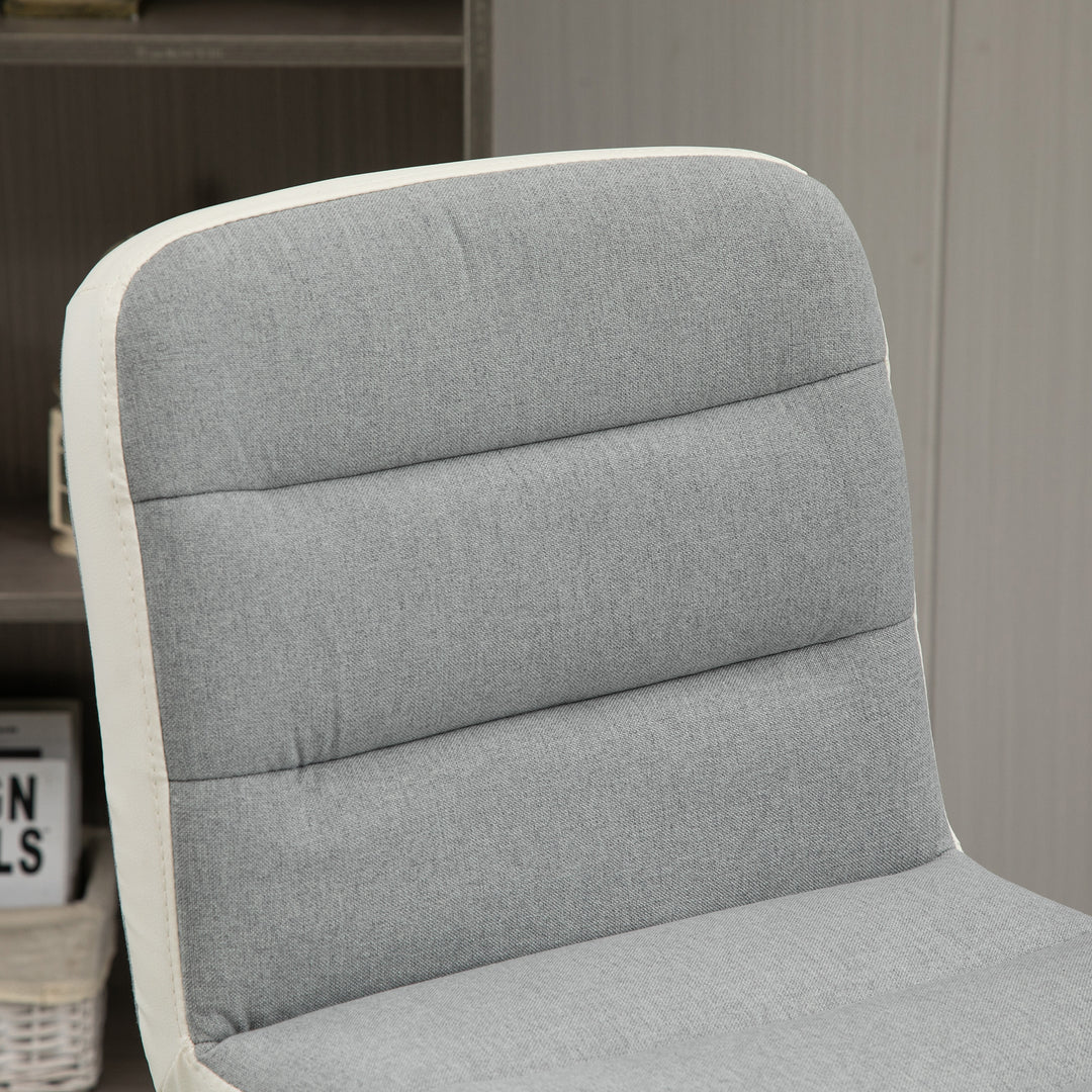 Bar stool Set of 2 Armless Adjustable Height Upholstered Bar Chair with Swivel Seat, Light Grey