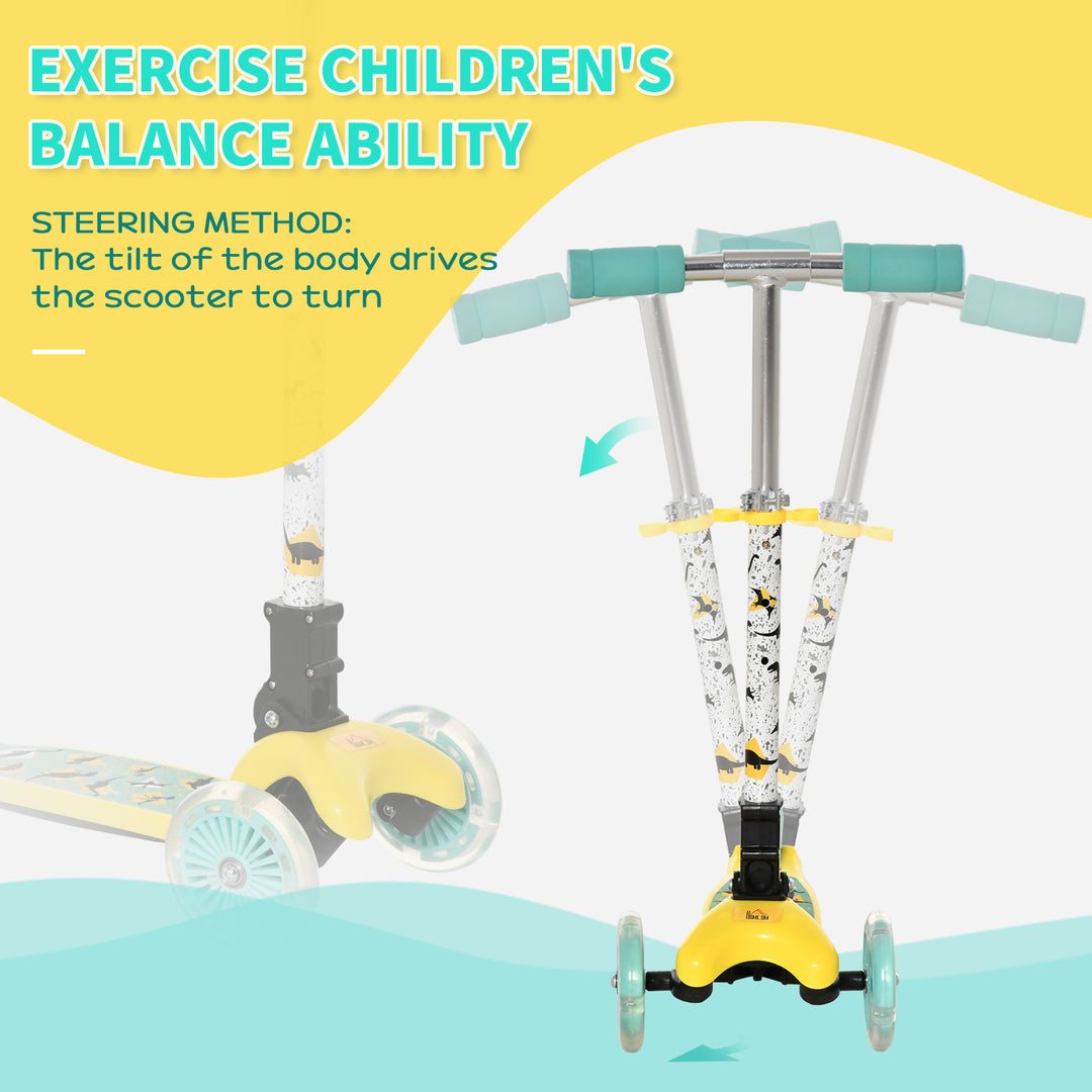 Scooter for Kids Toddler Foldable Kick Scooter with 3 Wheel Adjustable Height Flashing Wheels for Boys and Girls 3-8 Years Yellow