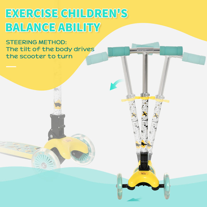 Scooter for Kids Toddler Foldable Kick Scooter with 3 Wheel Adjustable Height Flashing Wheels for Boys and Girls 3-8 Years Yellow