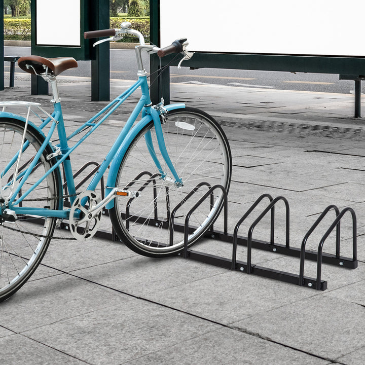 HOMCOM Bike Stand Parking Rack Floor or Wall Mount Bicycle Cycle Storage Locking Stand 179L x 33W x 27H (6 Racks, Black)