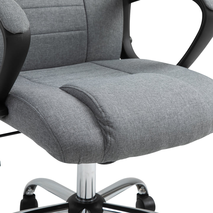 High Back Office Chair 360° Swivel Chair Adjustable Height Tilt Function Linen Deep Grey 62W x 62D x 110-119H cm