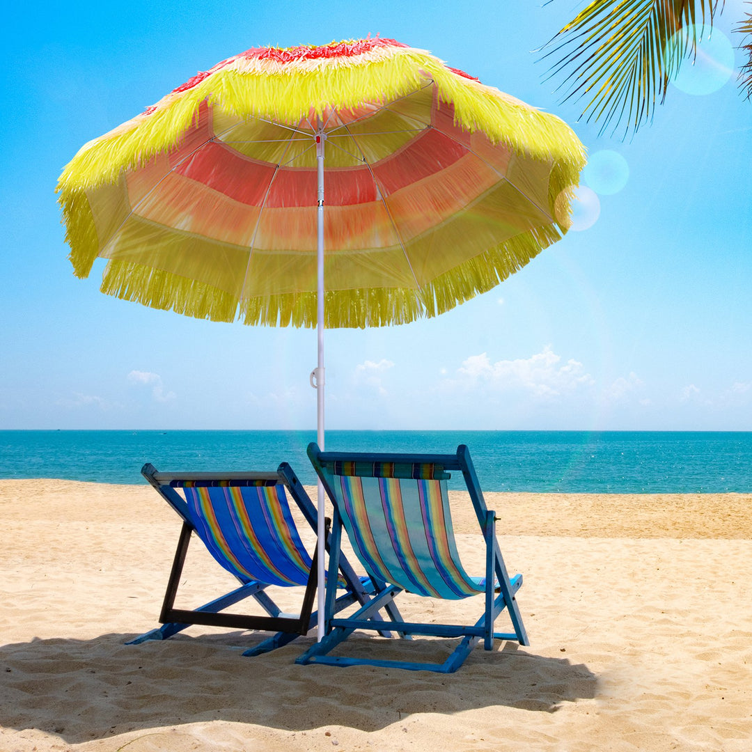 Outsunny Hawaii Beach Umbrella Foldable Parasol-Rainbow