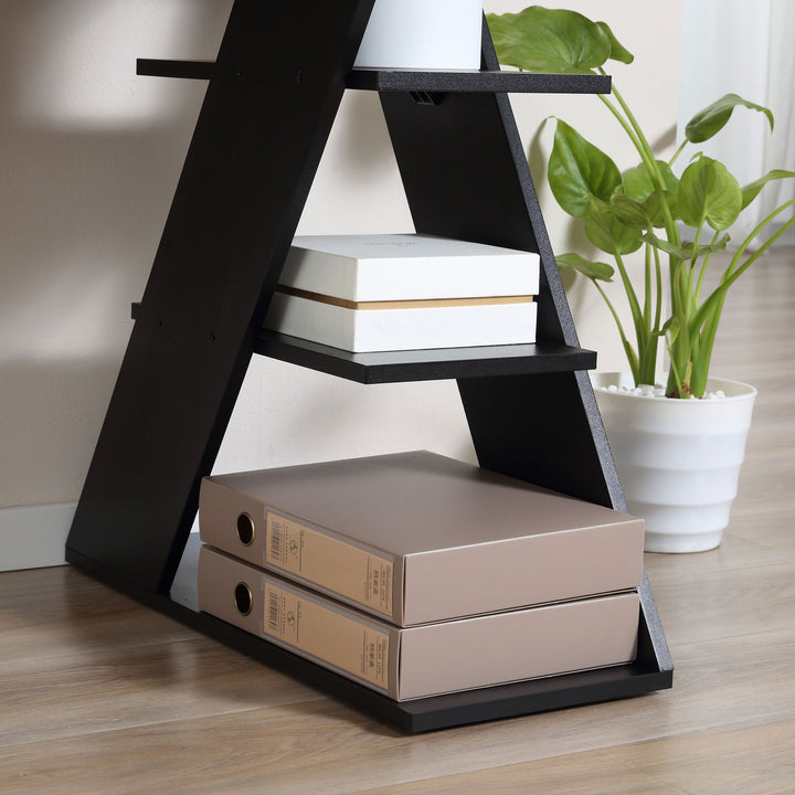 Modern Dining Table for 2 People, Kitchen Table with Storage Shelves for Dining Room, Living Room, White and Black