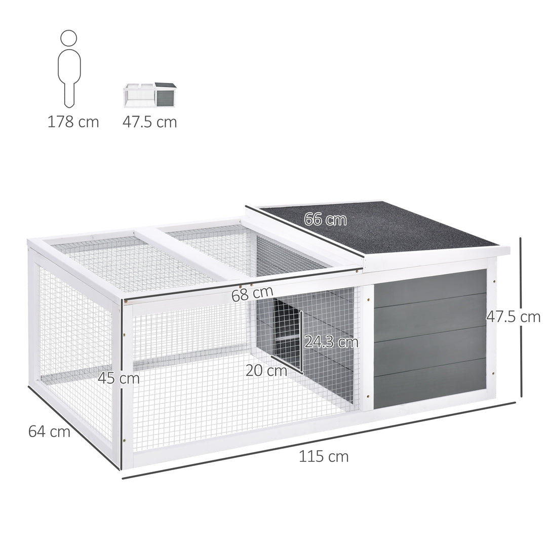 PawHut Indoor Outdoor Wooden Rabbit Hutch Small Animal Cage Pet Run Cover, with UV-resistant Asphalt roof and Water-repellent Paint